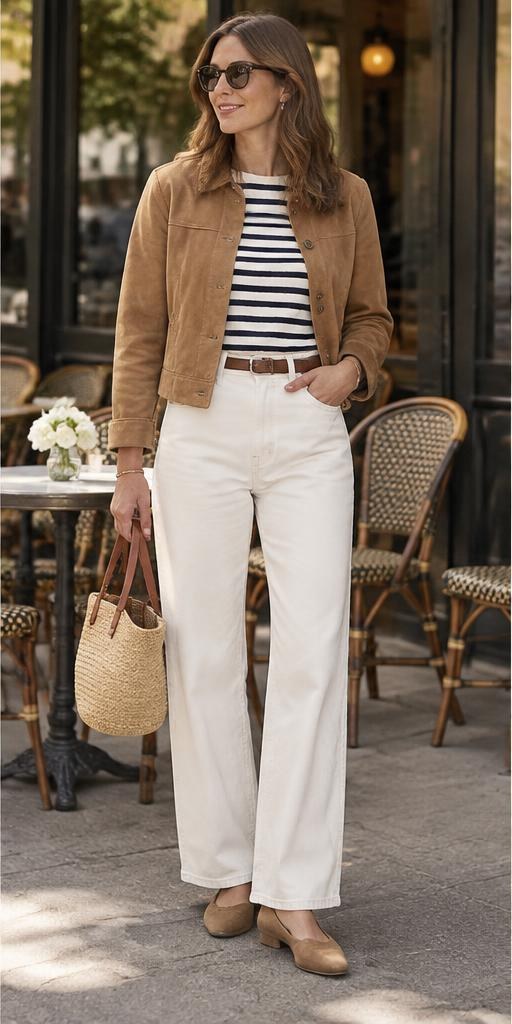 Relaxed denim and a suede jacket